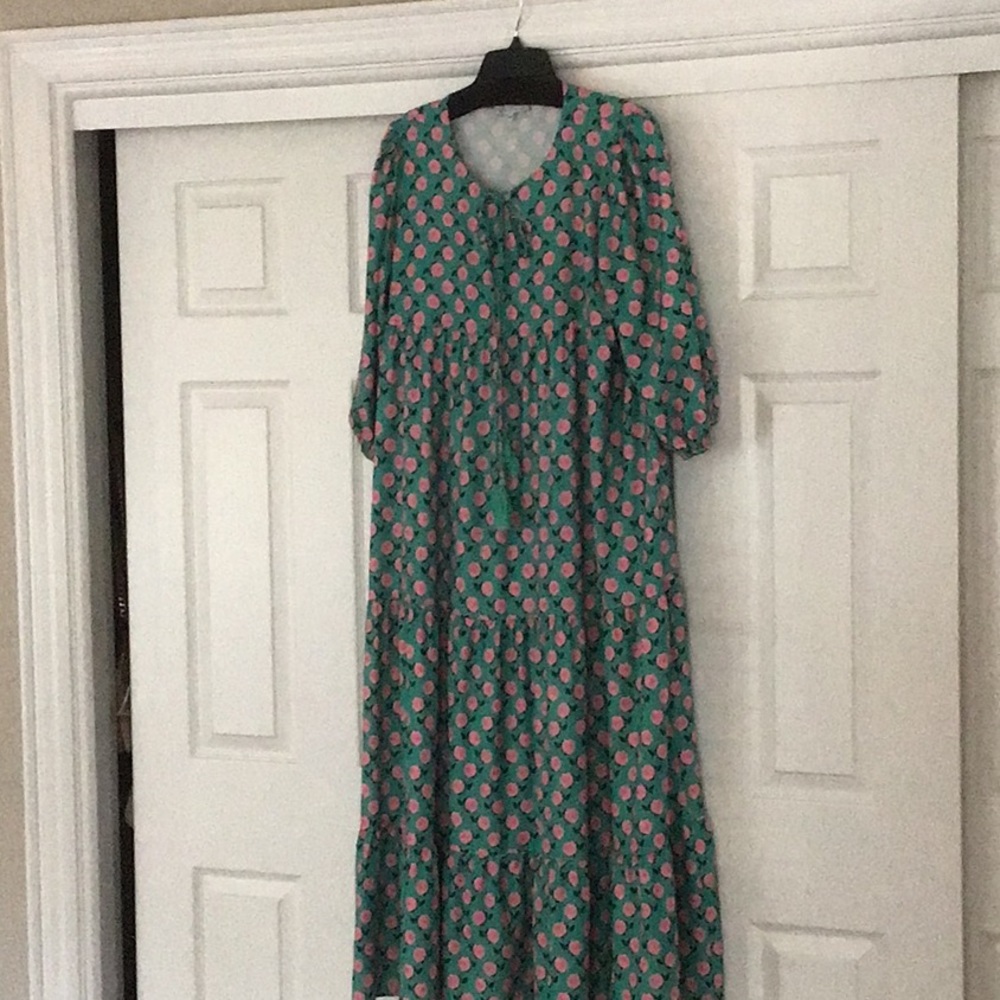 Rose printed maxi dress